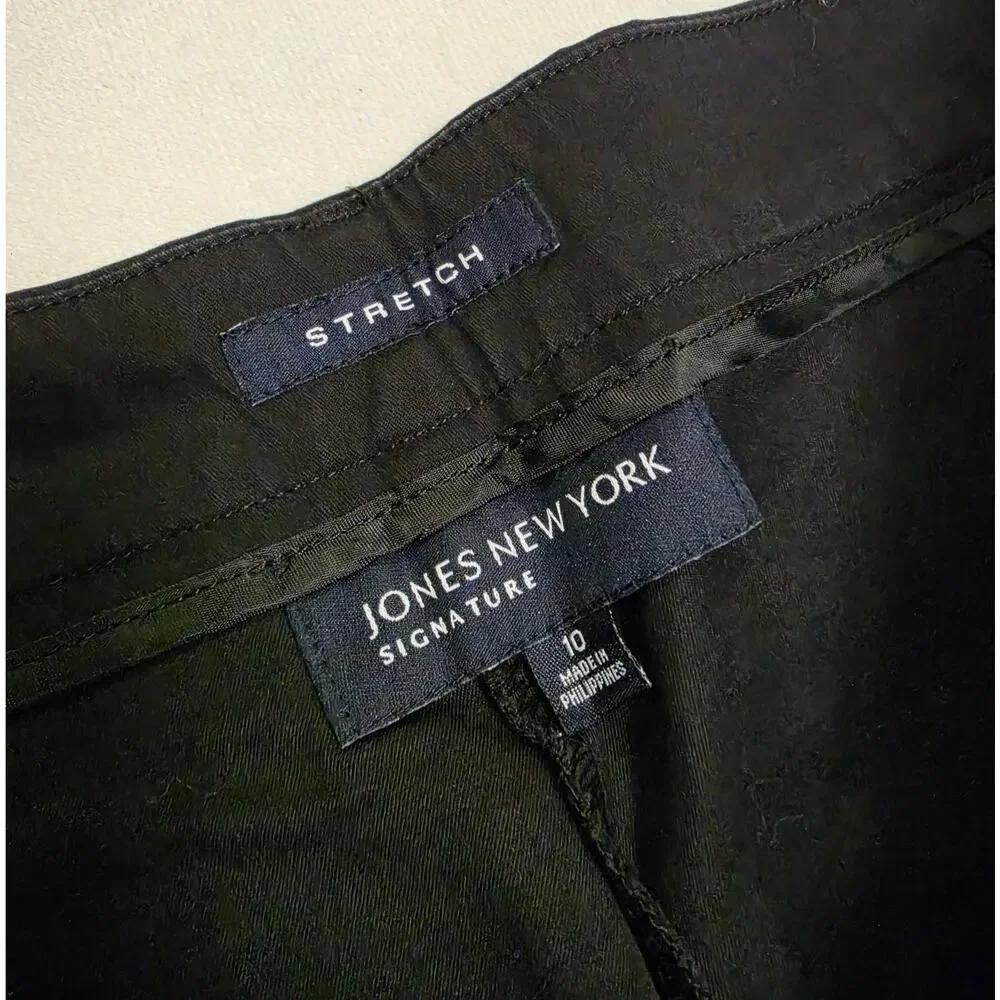 Jones New York Signature Stretch Dress Pants Women's Size 10 Black Straight Leg